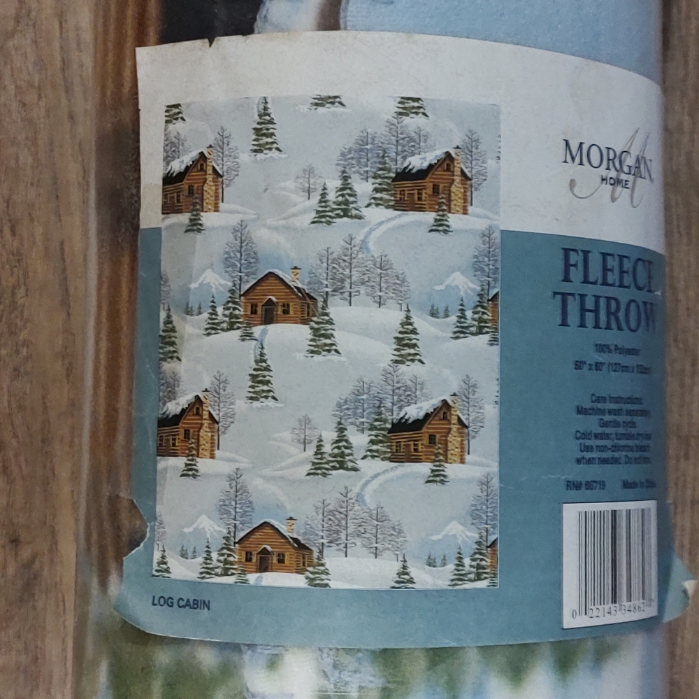 Morgan Home Log Cabin Print Fleece Throw
